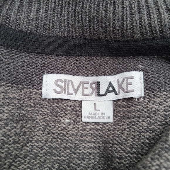 Silverlake Striped 1/4 Zip Knit Sweater in Gray, Size L - Picture 6 of 7